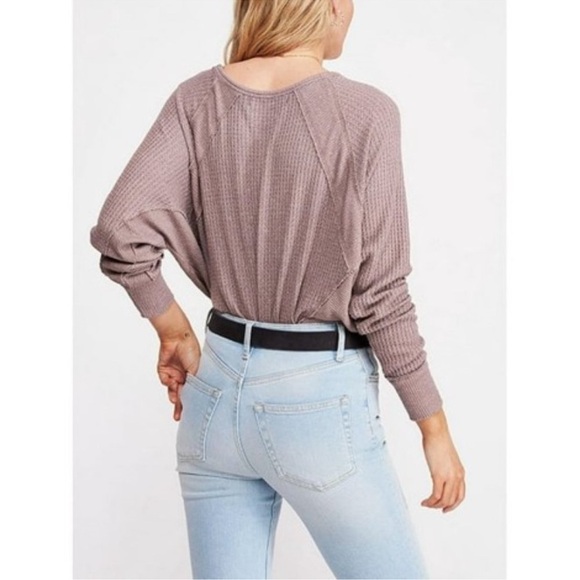 Free People Santa Clara Thermal Waffle Knit Long Sleeve Womens Small - Picture 2 of 9